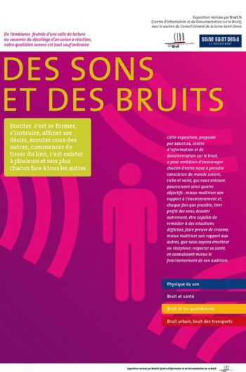 Premier panneau de l'exposition représentant une silhouette humaine exposée aux ondes sonores